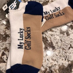 Lucky golf socks! Tan, white and navy.